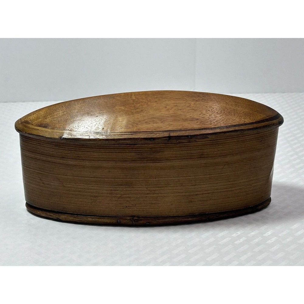 Thai AKHA Hill Tribe Bamboo Mulberry Wood Oval Tobacco‎ Box 4.5” - Picture 10 of 12